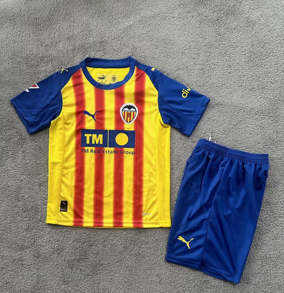 Kids-Valencia 25/26 Third Yellow/Red Soccer Jersey